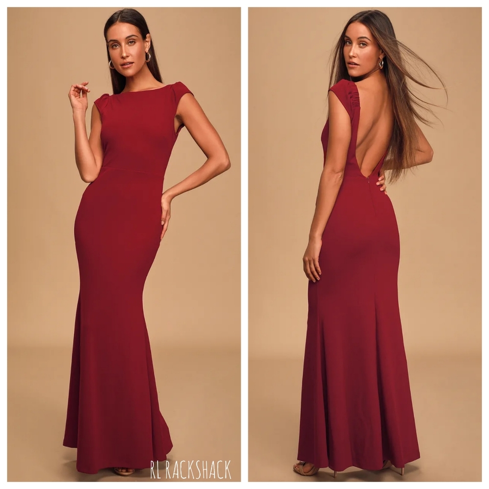 New XS Lulu's Wine Red Mermaid Maxi Wedding Dress
